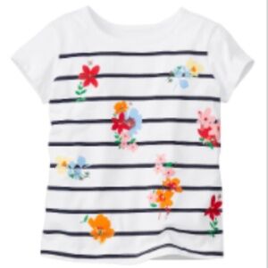 Hanna Andersson White & Blue Floral Stripe Art Tee